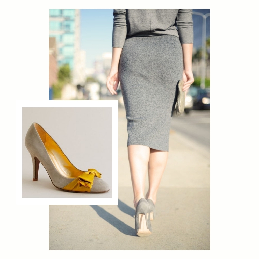 J.Crew - Gray Suede Bow Pumps